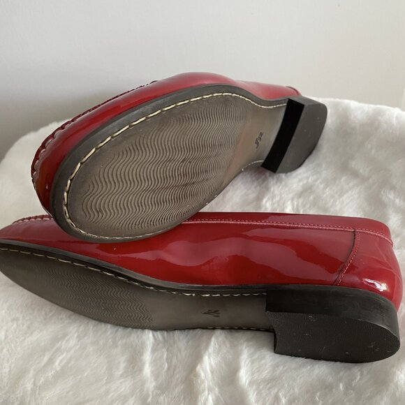 Jack Rogers Quinn Red Patent Leather Penny Loafers Size 7 Scallop Trim - Picture 11 of 15